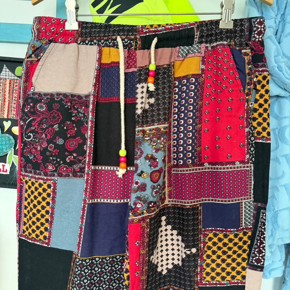 Multicoloured patchwork sweatpants with drawstrin… - image 3